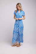 Vestido Largo Mangas Cortas - Azul