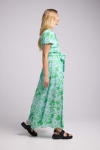 Vestido largo de manga corta - Verde Azul