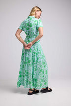 Vestido largo de manga corta - Verde Azul