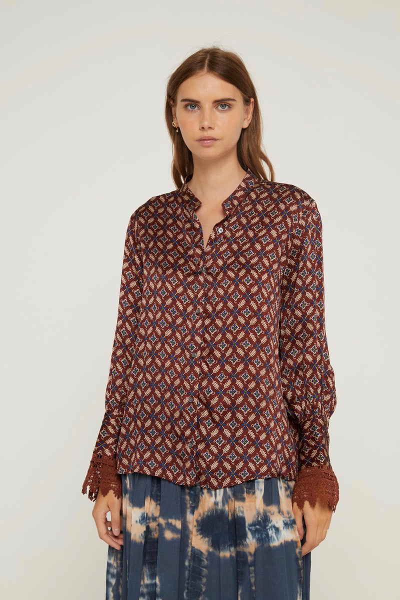 Camisa Alany - Mag Wine Print