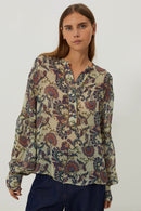 Devi blouse - Peacock Off White Print