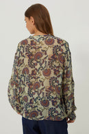 Devi blouse - Peacock Off White Print