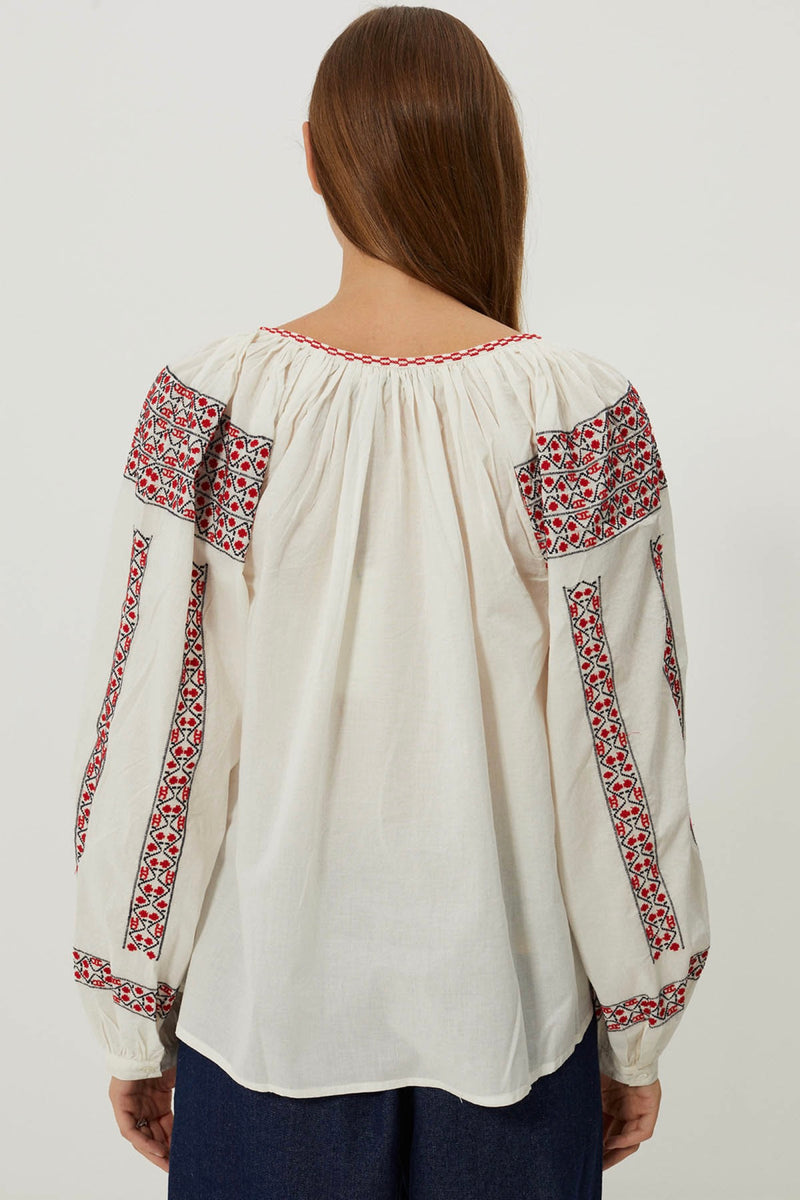 Blusa Elies - Blanco Rojo