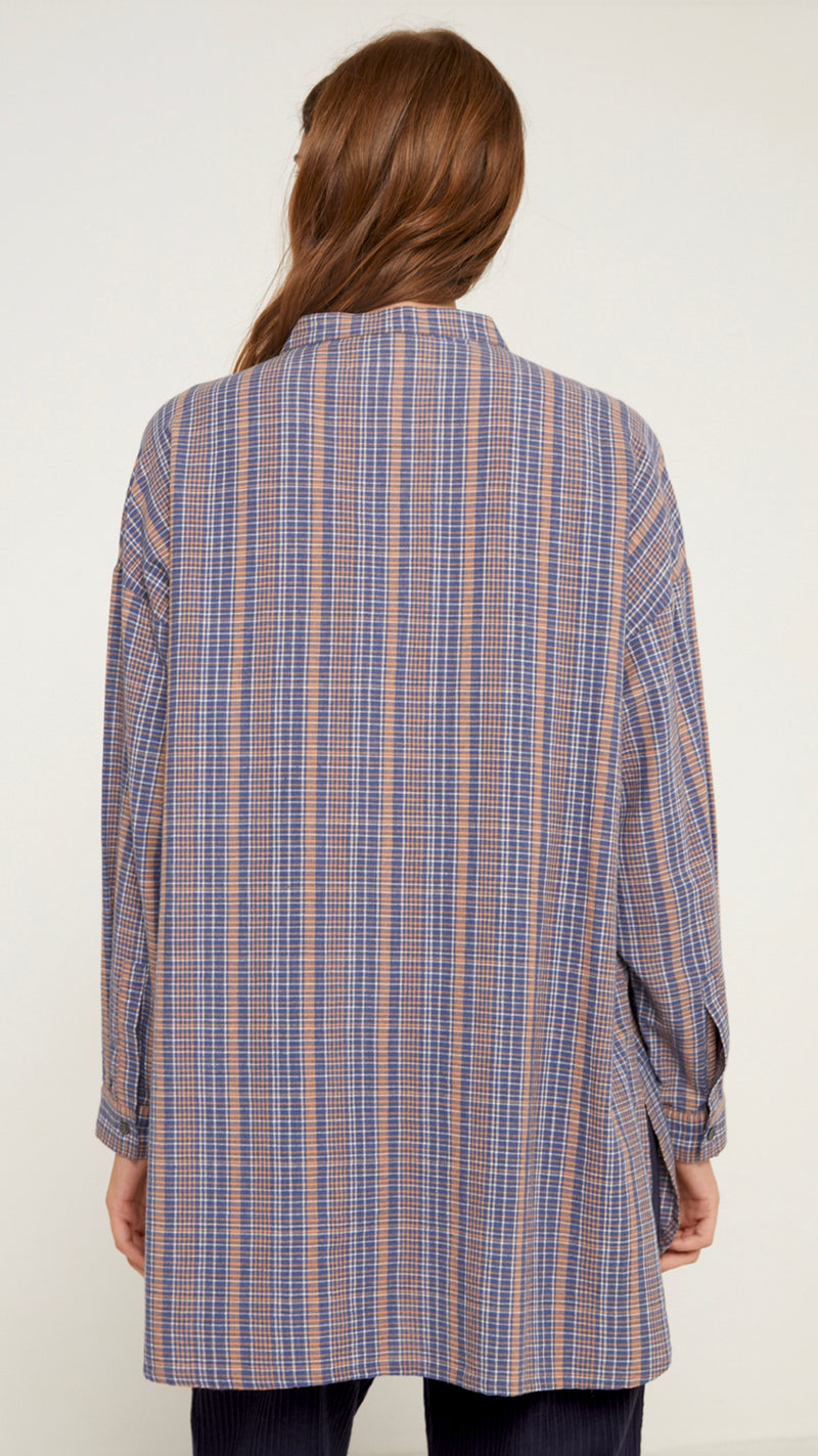 Enzo blouse - Blue Matra Check