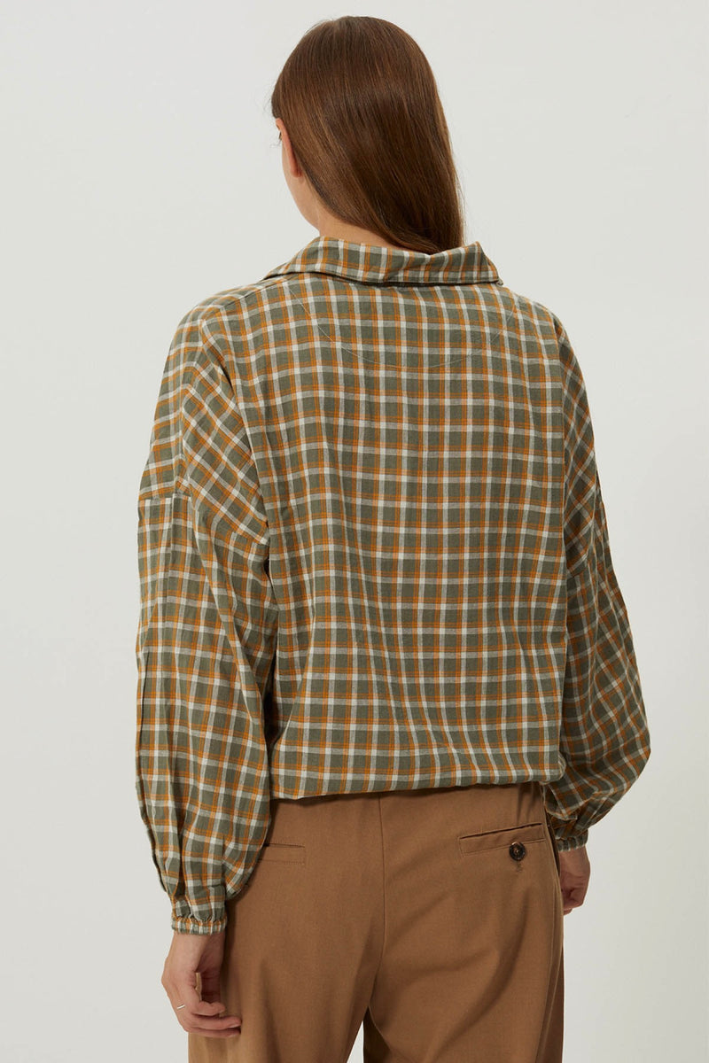 Blouse Kevin - Kaki Orange Check