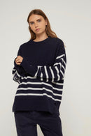 Massilia Sweater - Navy Blue/Ecru