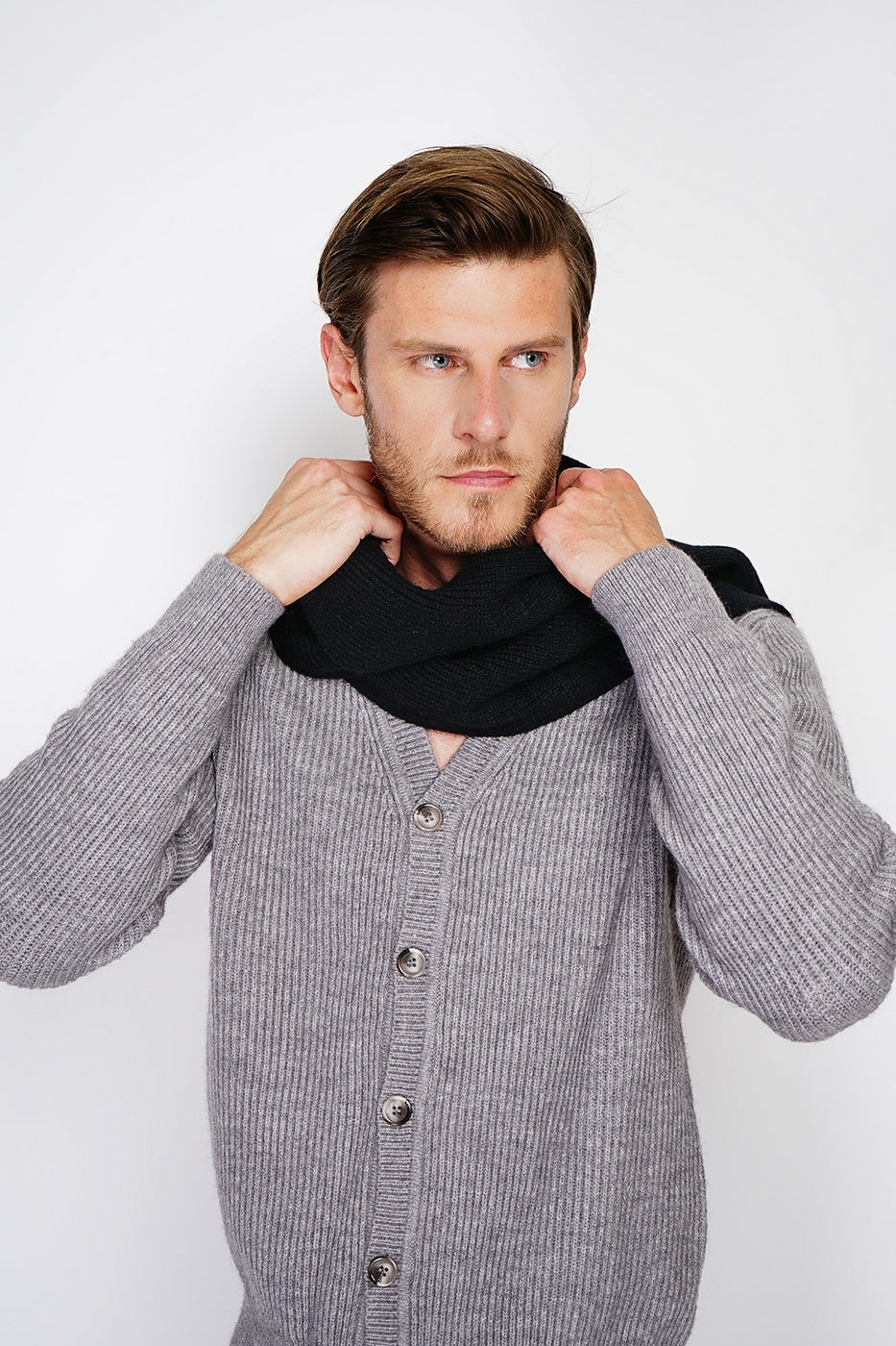 Bufanda de canalé – Negro – Hombre