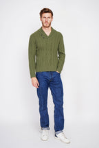 Jersey de cuello chal – caqui – hombre