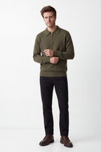Pull Camionneur Demi-Zippé – Kaki – Homme
