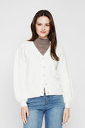 Gilet Col V Oversize – Naturel – Femme