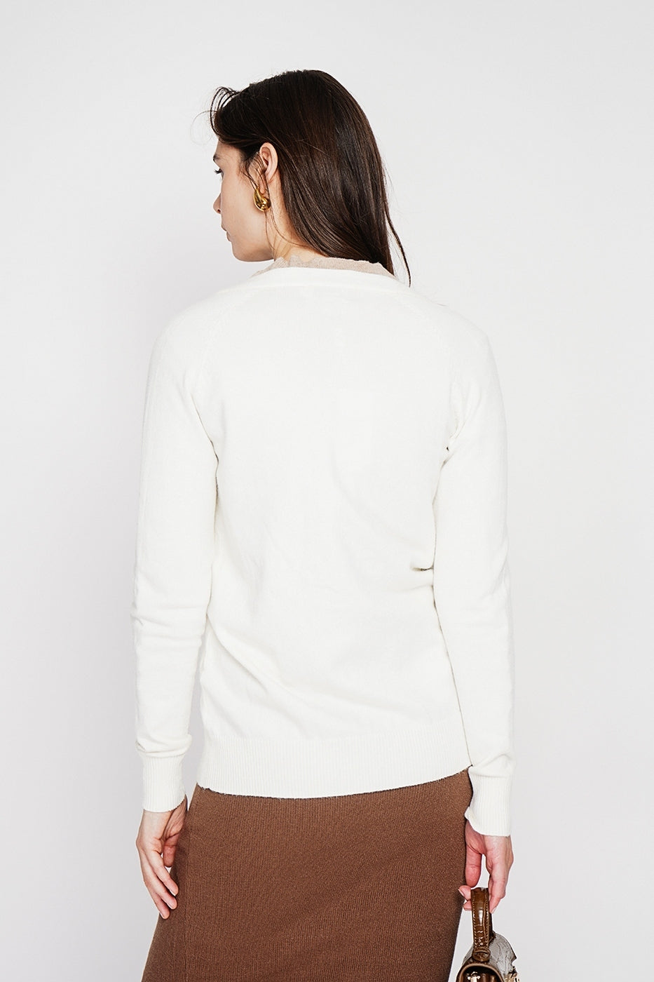 Gilet Col V Boutonné – Naturel – Femme