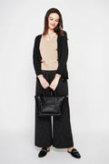 Gilet Col V Boutonné – Noir – Femme
