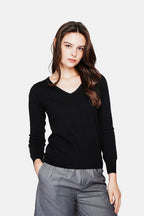 Pull Col V – Noir – Femme