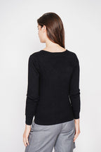 Pull Col V – Noir – Femme
