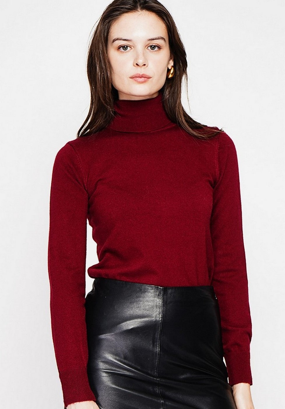 Pull Col Roulé – Bordeaux – Femme