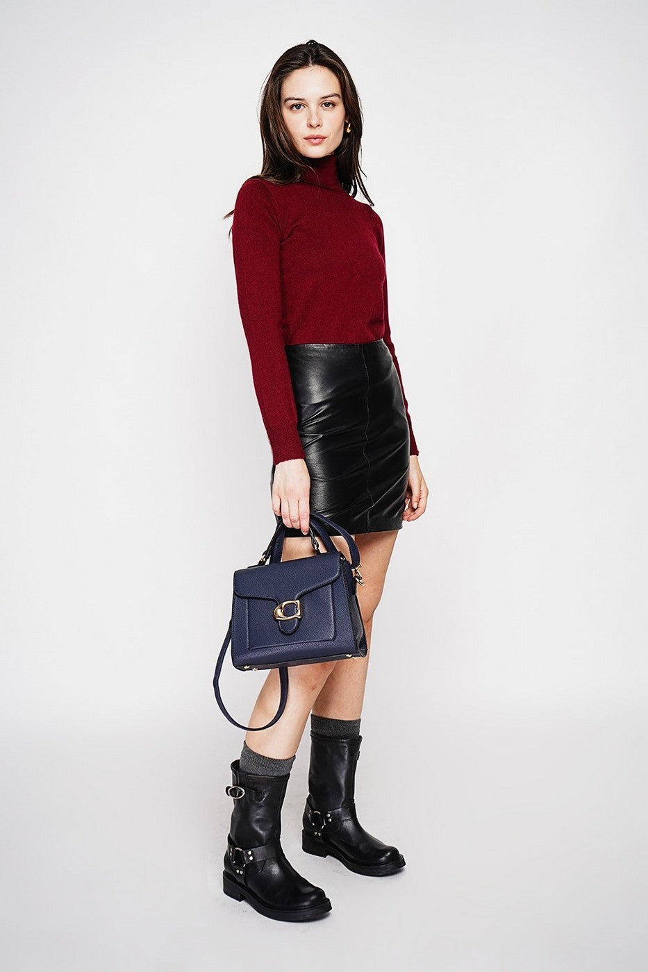 Pull Col Roulé – Bordeaux – Femme