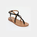 Calank - Lebai Toe-Post Sandals - Black Croco
