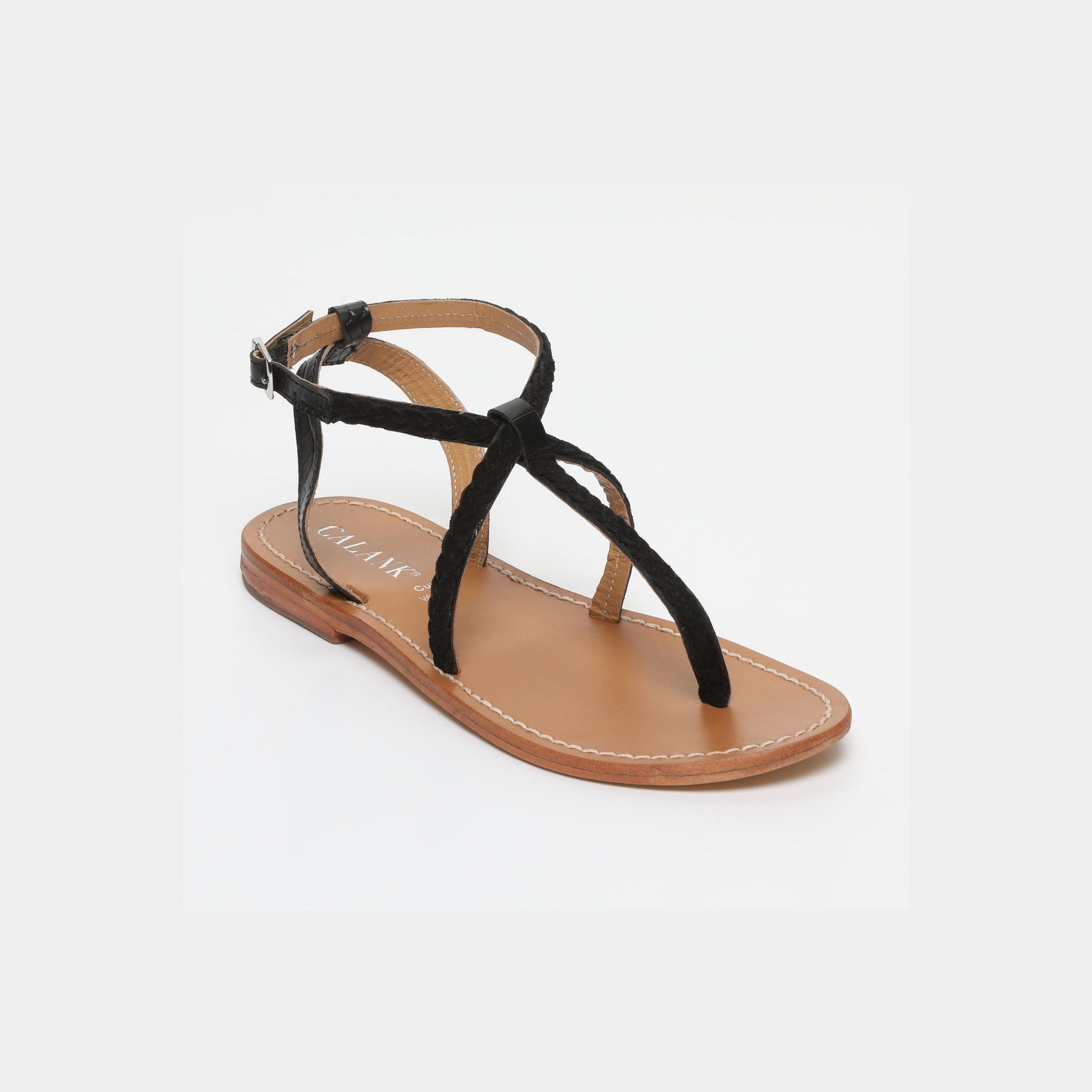 Calank - Lebai Toe-Post Sandals - Black Croco
