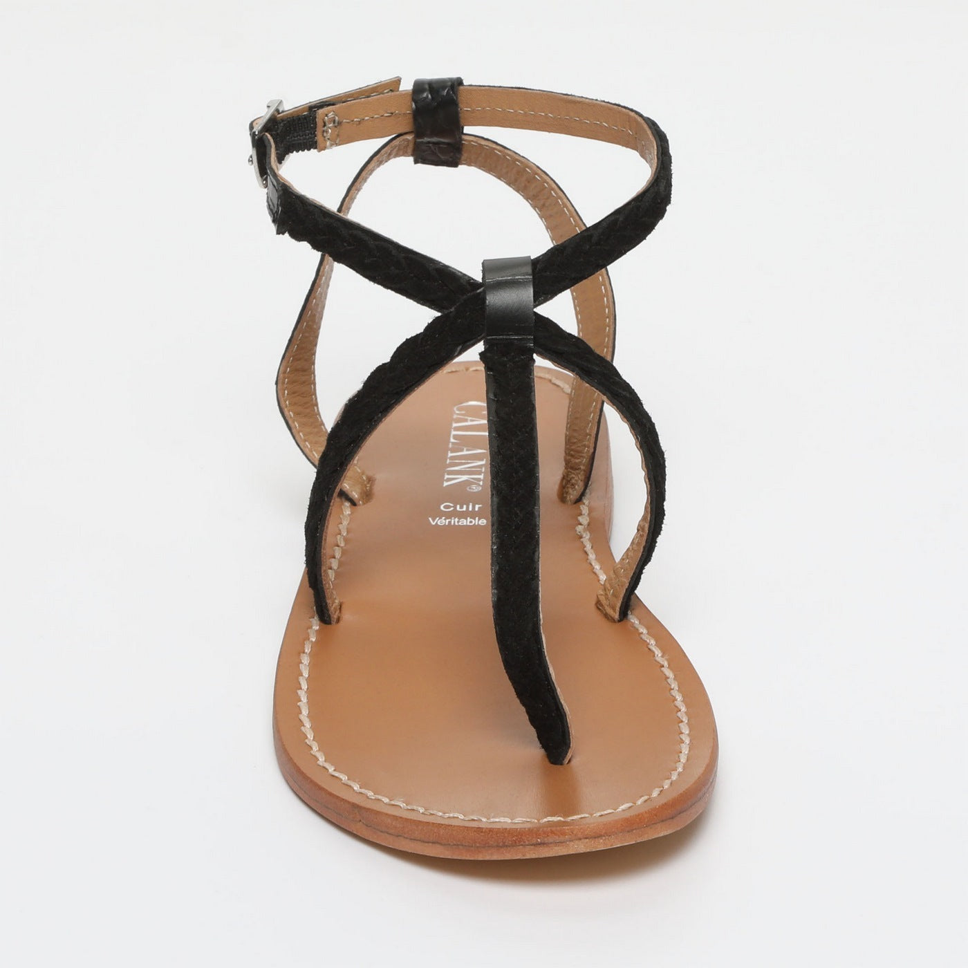 Calank - Lebai Toe-Post Sandals - Black Croco