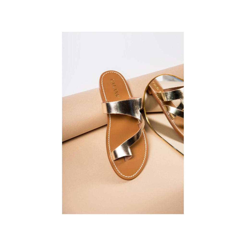 Calank - Emery Toe-Post Mules - Gold