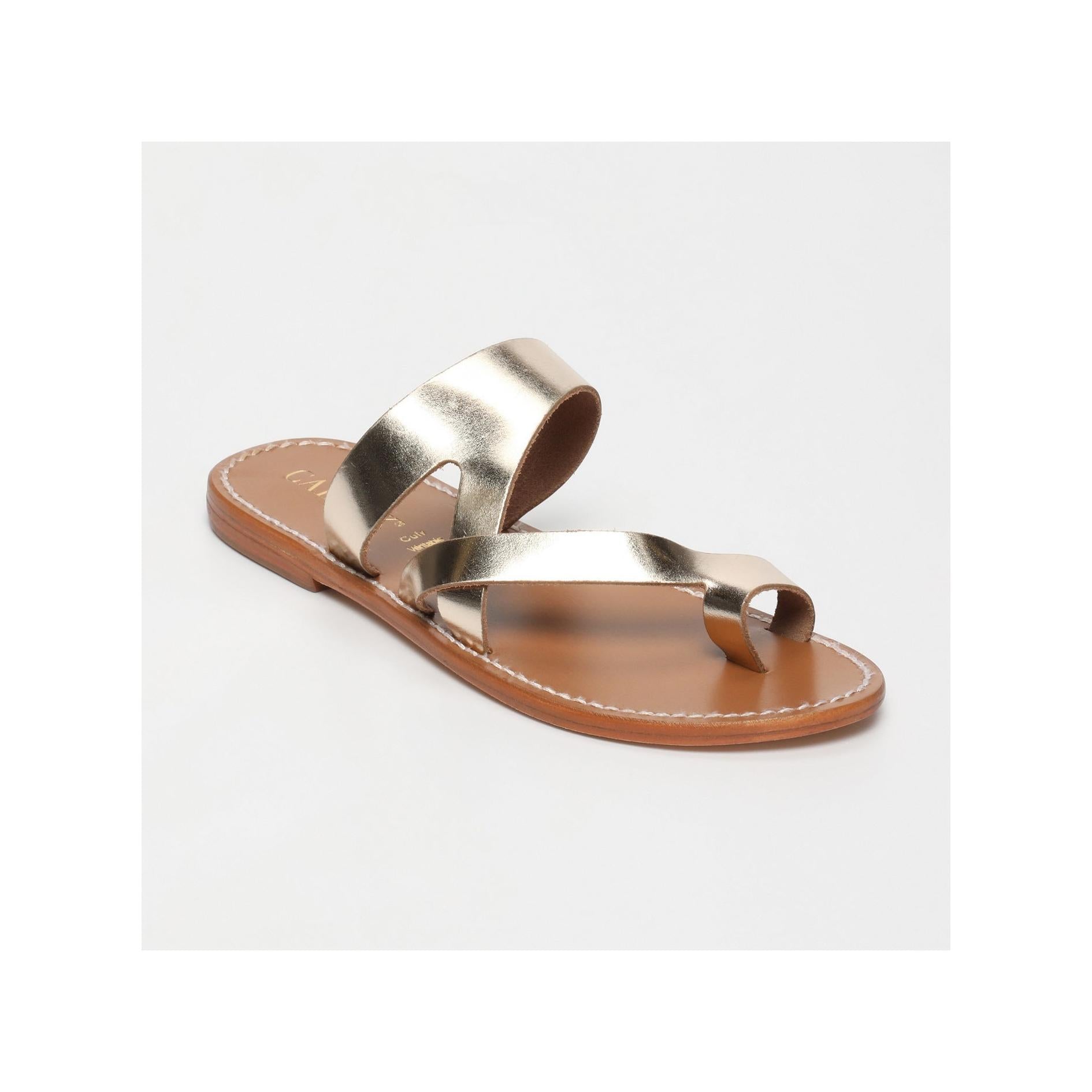 Calank - Emery Toe-Post Mules - Gold