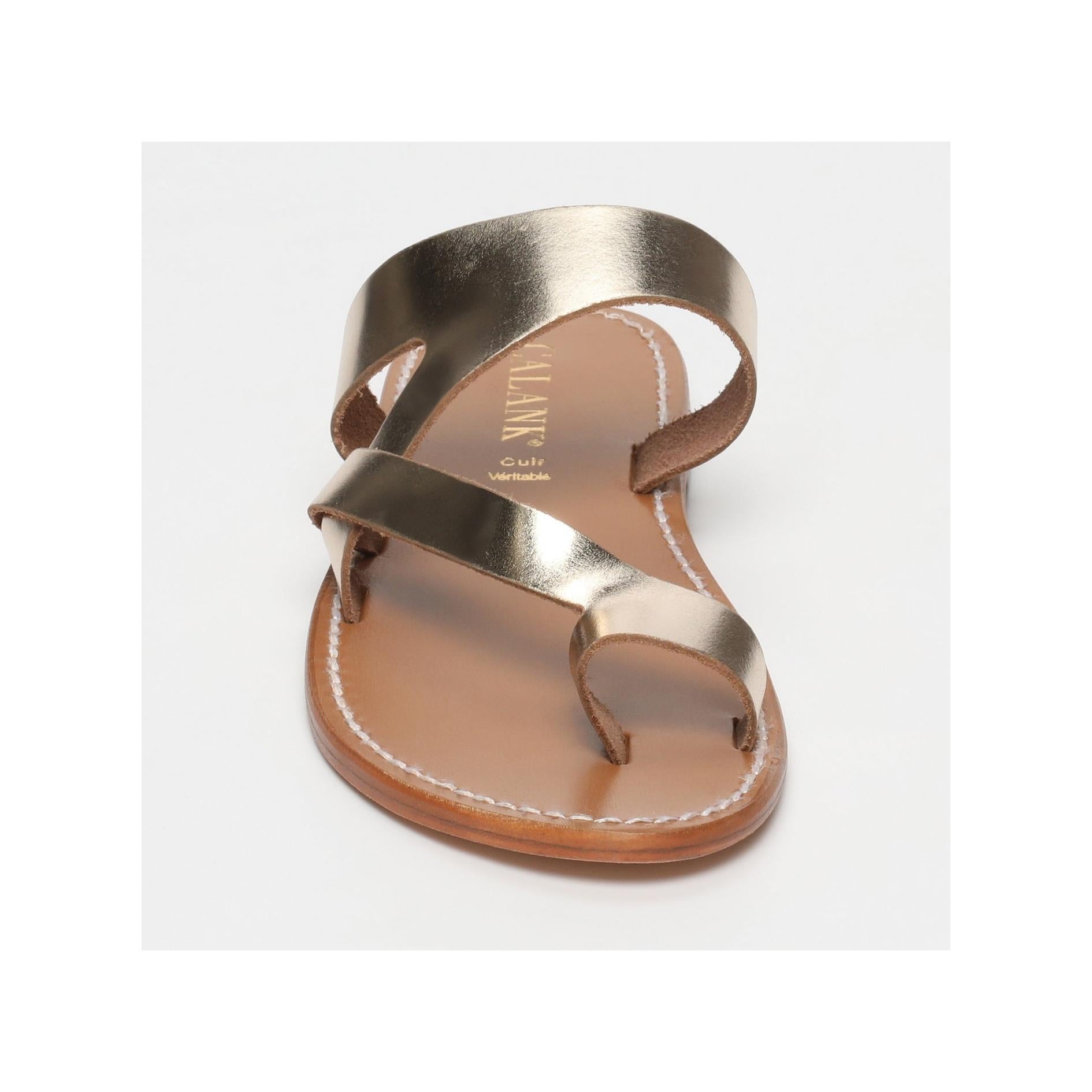 Calank - Emery Toe-Post Mules - Gold