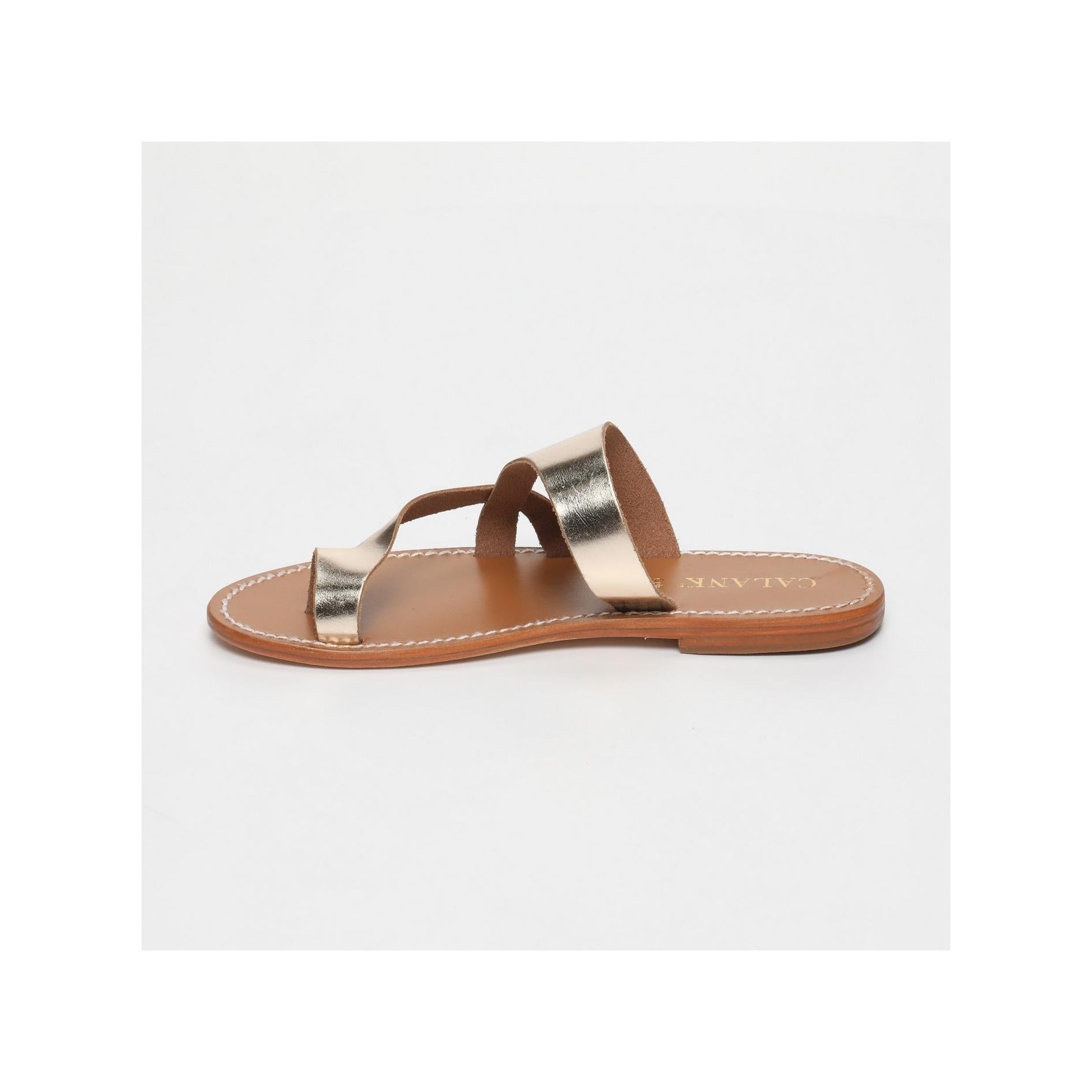 Calank - Emery Toe-Post Mules - Gold