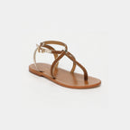 Calank - Lebai Toe-Post Sandals - Lt Gold Croco / Camel