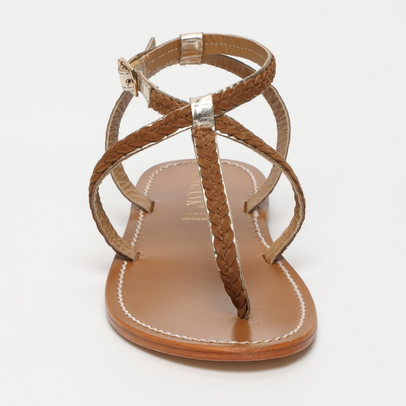 Calank - Lebai Toe-Post Sandals - Lt Gold Croco / Camel