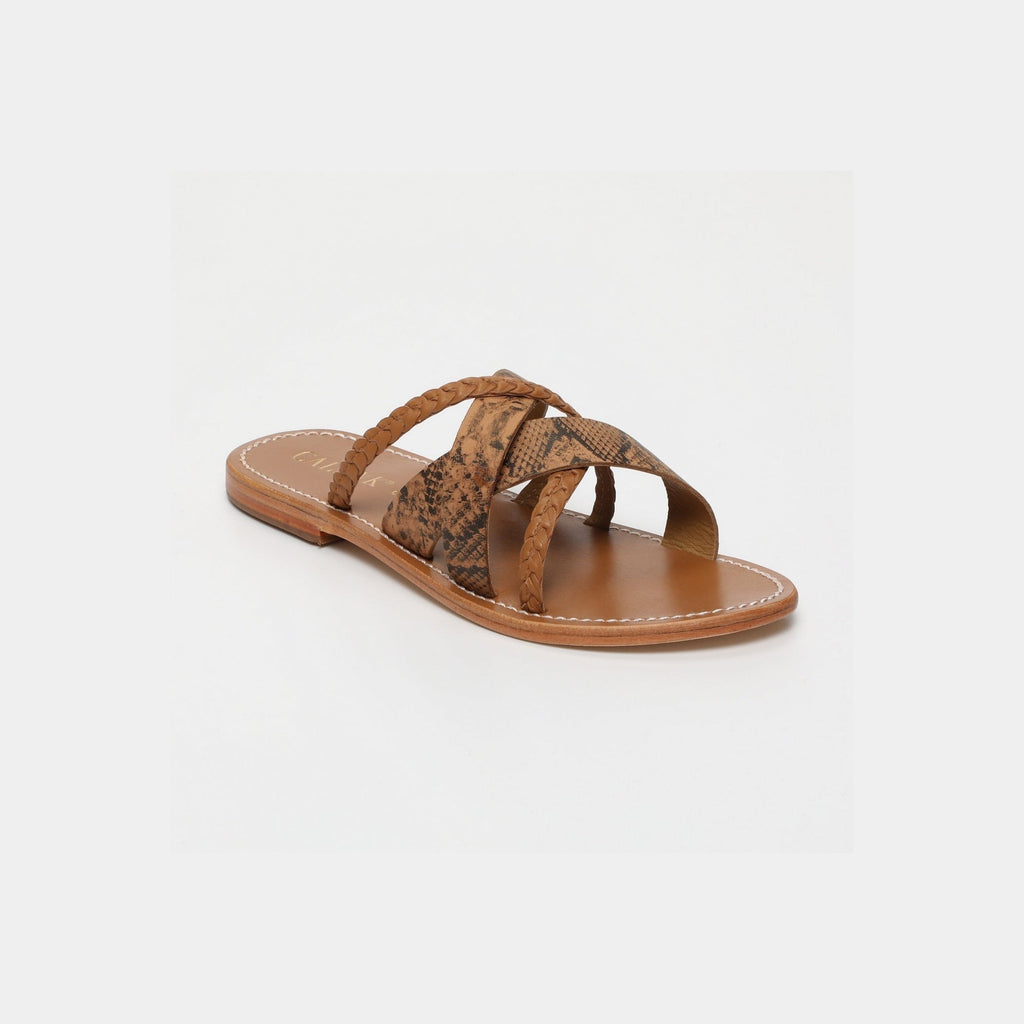 Calank - Kineks Mules - Light Tan / Snake