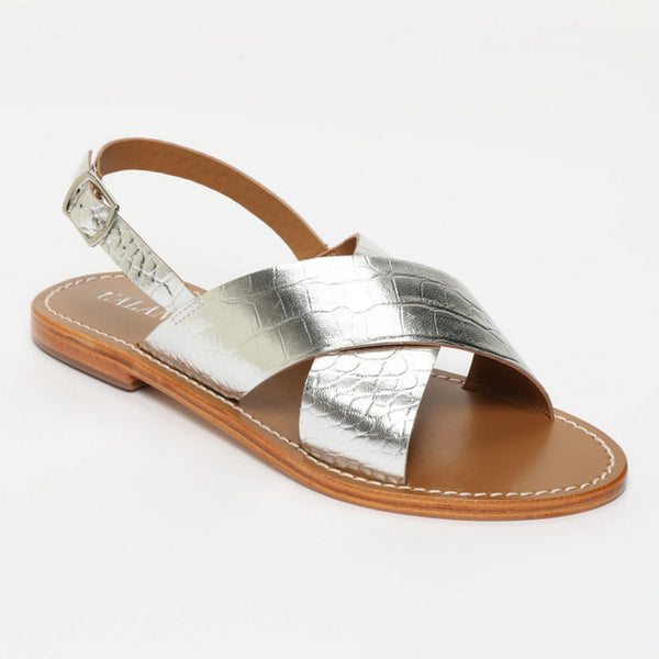 Sandalias Funes - Plateado Croco