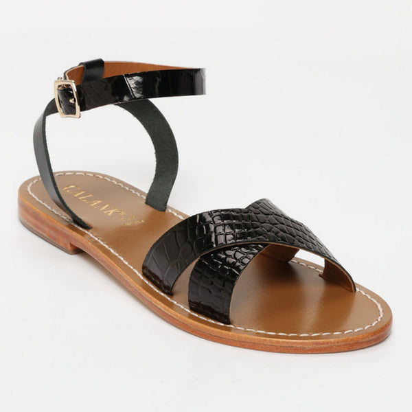 Sandalias Mansi - Negro Charol Croco