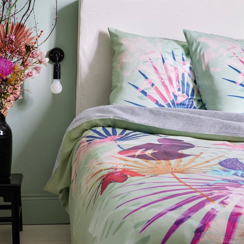 Paradiso - Parure Housse De Couette + Taie(s) D'Oreiller En Satin De Coton - Multi Vert Paradiso