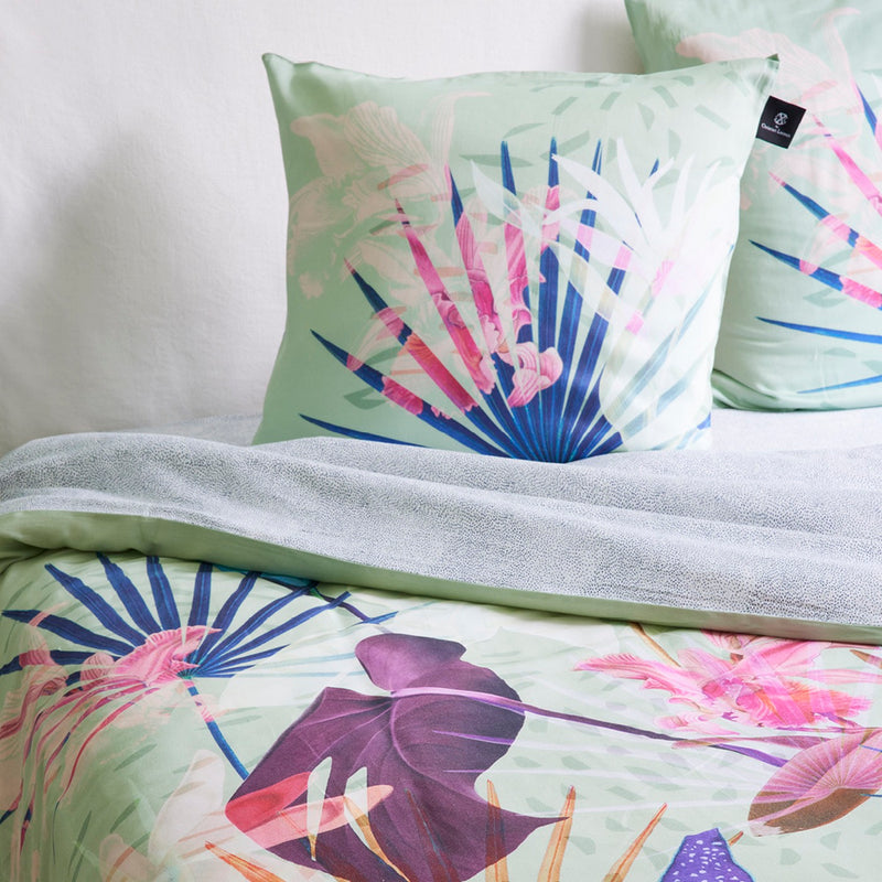 Paradiso - Parure Housse De Couette + Taie(s) D'Oreiller En Satin De Coton - Multi Vert Paradiso