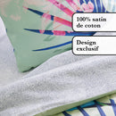 Paradiso - Parure Housse De Couette + Taie(s) D'Oreiller En Satin De Coton - Multi Vert Paradiso