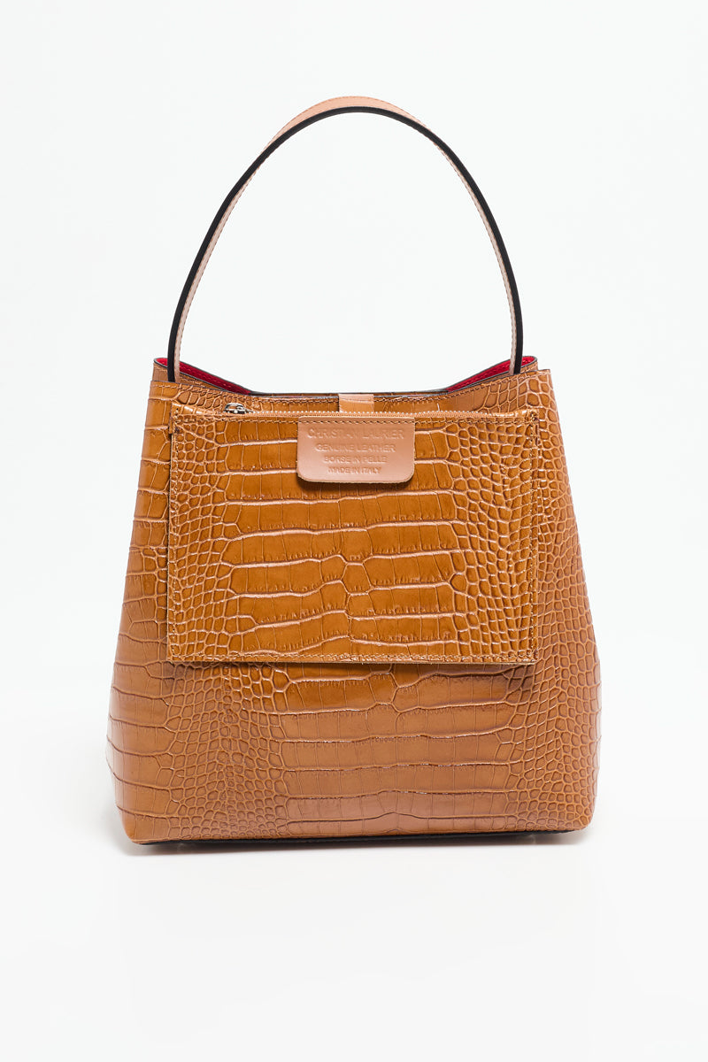 Lola Crocos Handbag - Camel