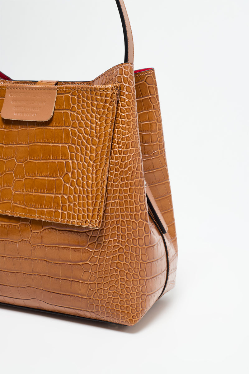 Lola Crocos Handbag - Camel