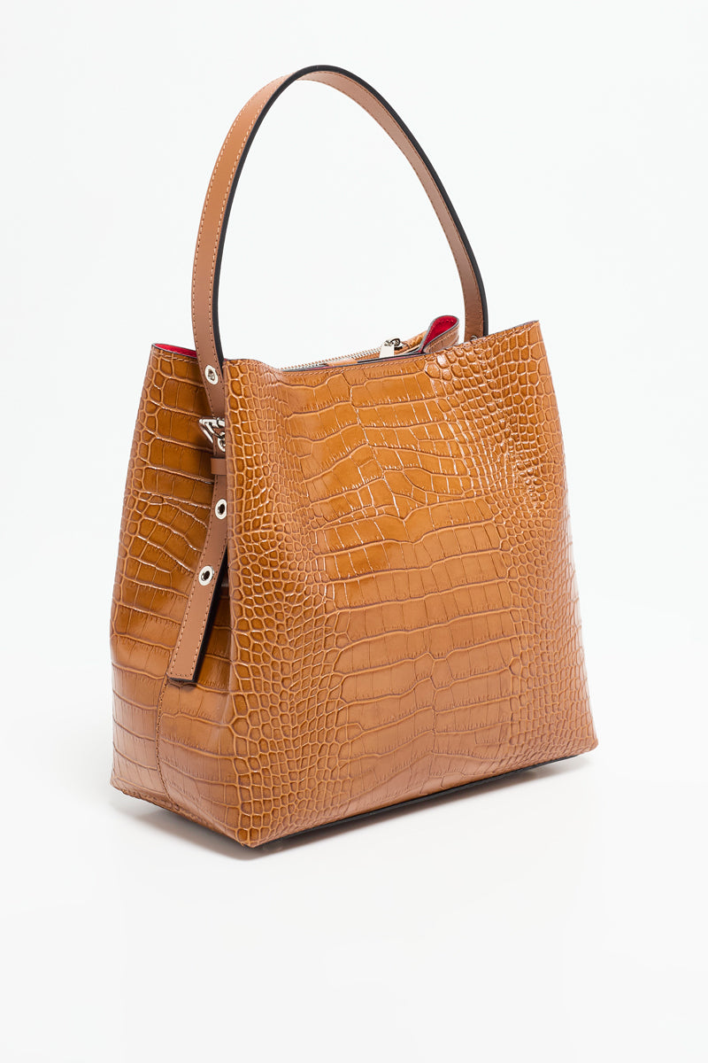 Lola Crocos Handbag - Camel