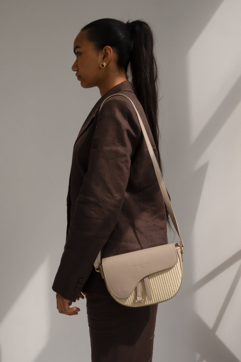 Kena Rafia Shoulder Bag - Light Taupe
