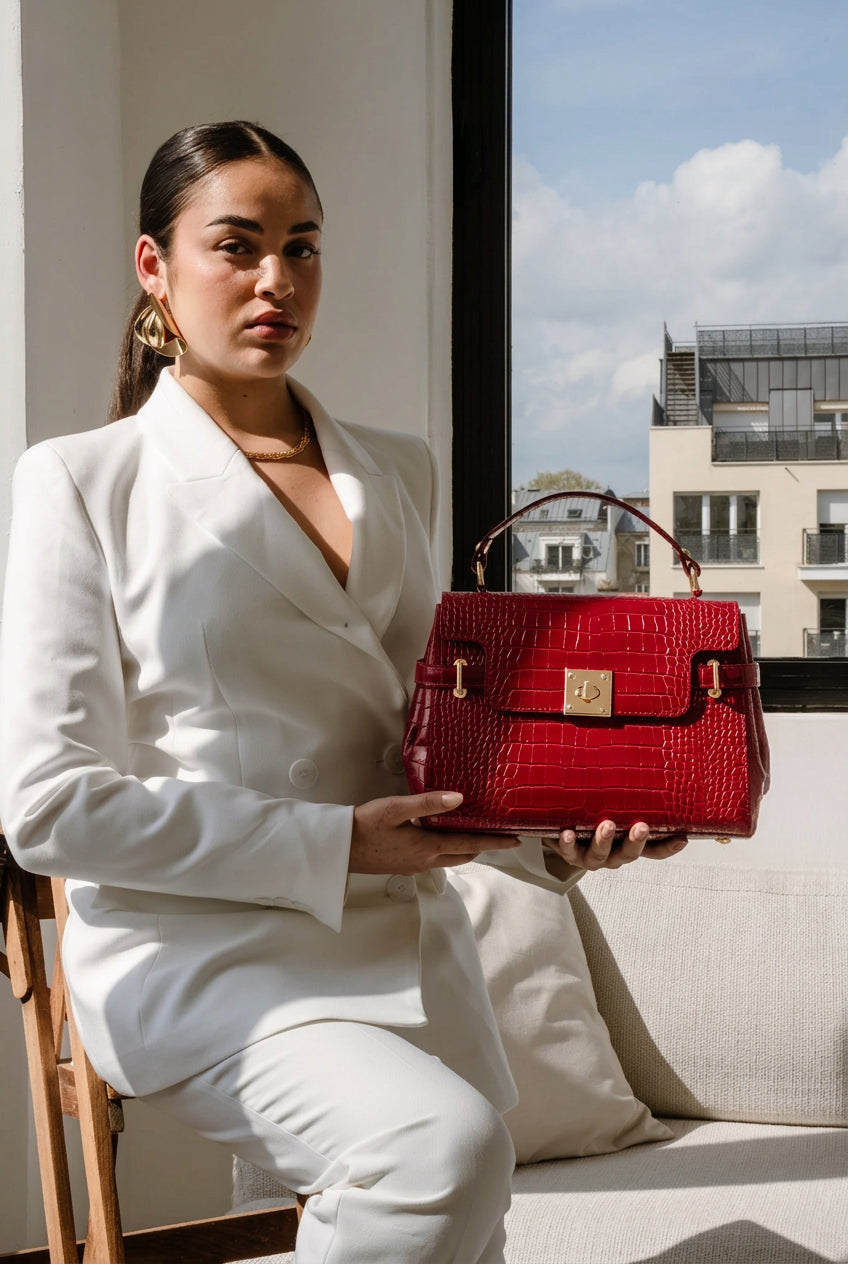 Handtasche Swan Croco - Bordeaux