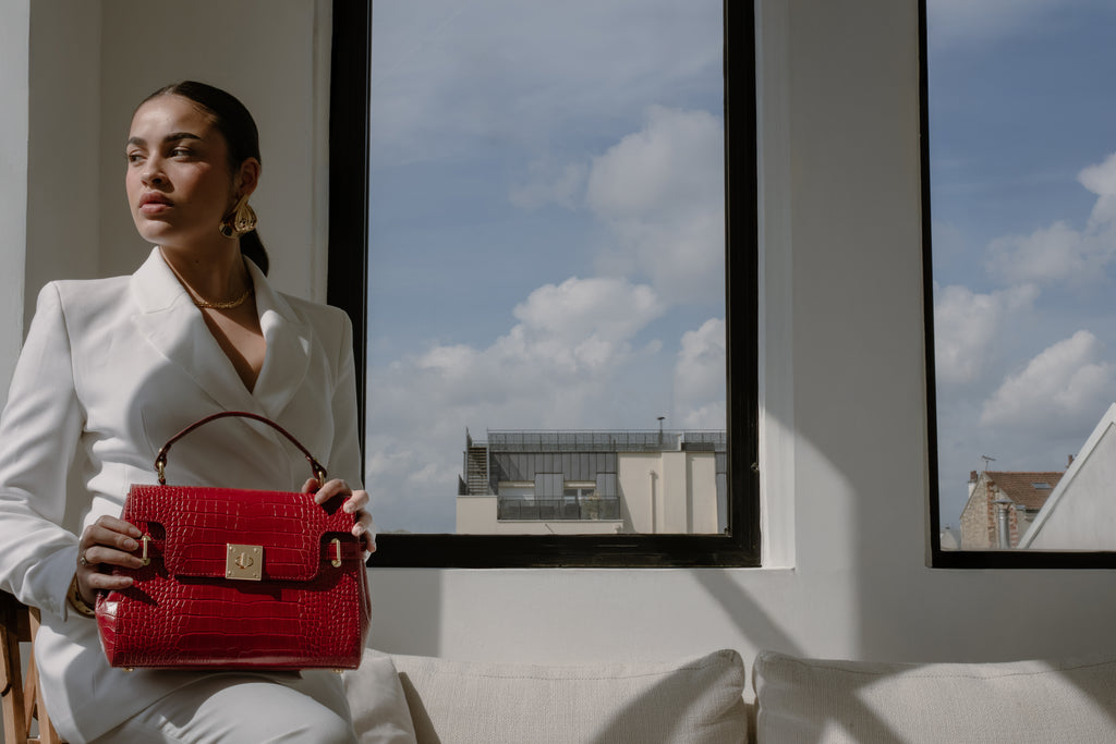 Handtasche Swan Croco - Bordeaux