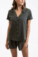 Rhythm - Chemise Manches Courtes Classique - Olive - Femme