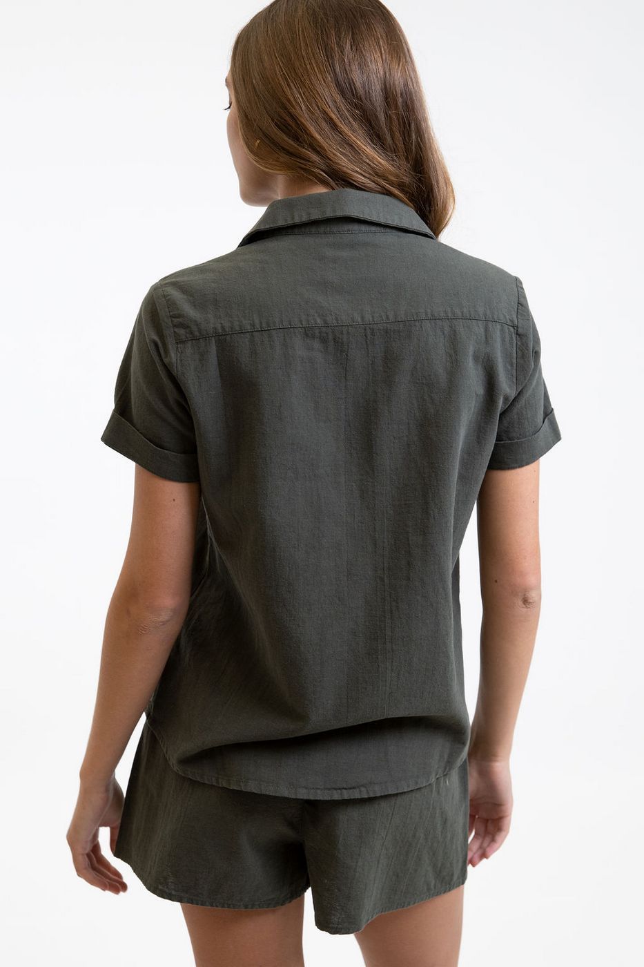 Rhythm - Chemise Manches Courtes Classique - Olive - Femme