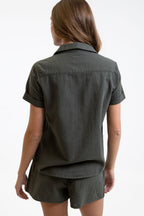 Rhythm - Chemise Manches Courtes Classique - Olive - Femme