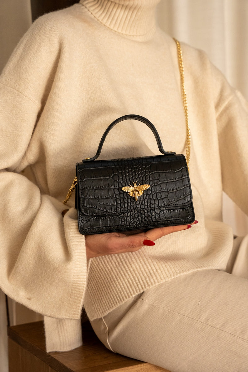 Bolso de mano Lily Croco - Negro