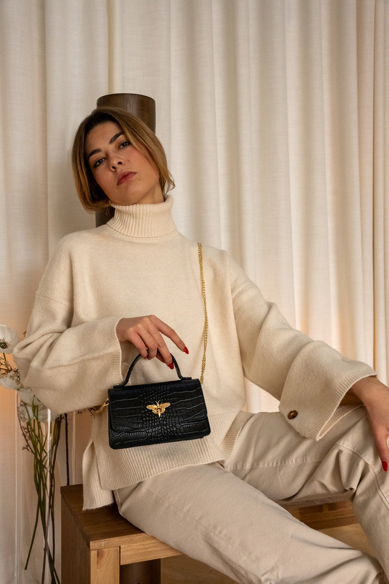 Bolso de mano Lily Croco - Negro