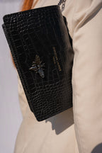 Bolso Bandolera Stacy Croco - Negro