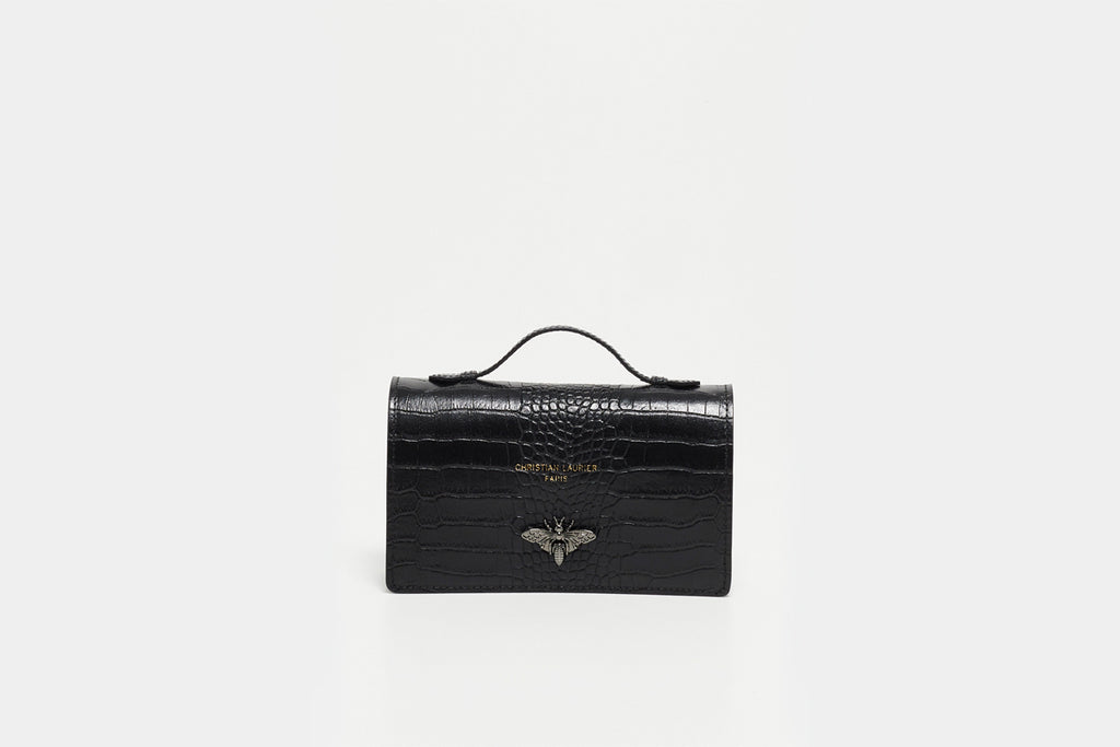 Bolso Bandolera Stacy Croco - Negro