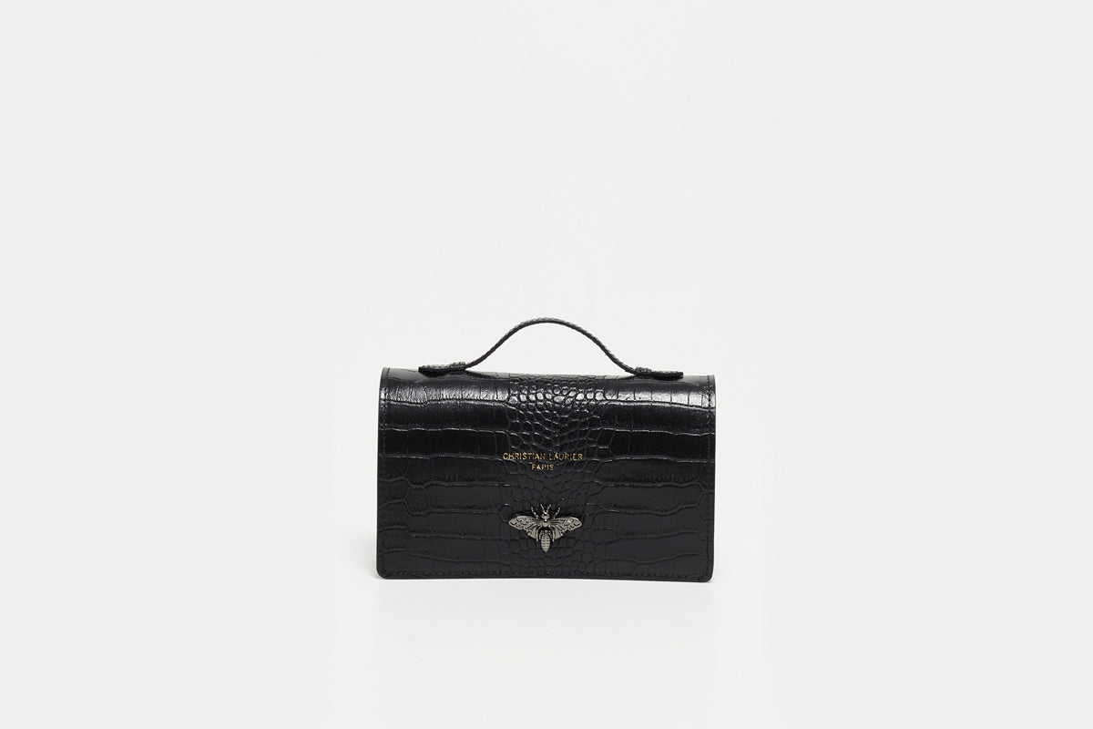 Bolso Bandolera Stacy Croco - Negro