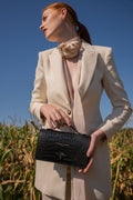 Bolso Bandolera Stacy Croco - Negro